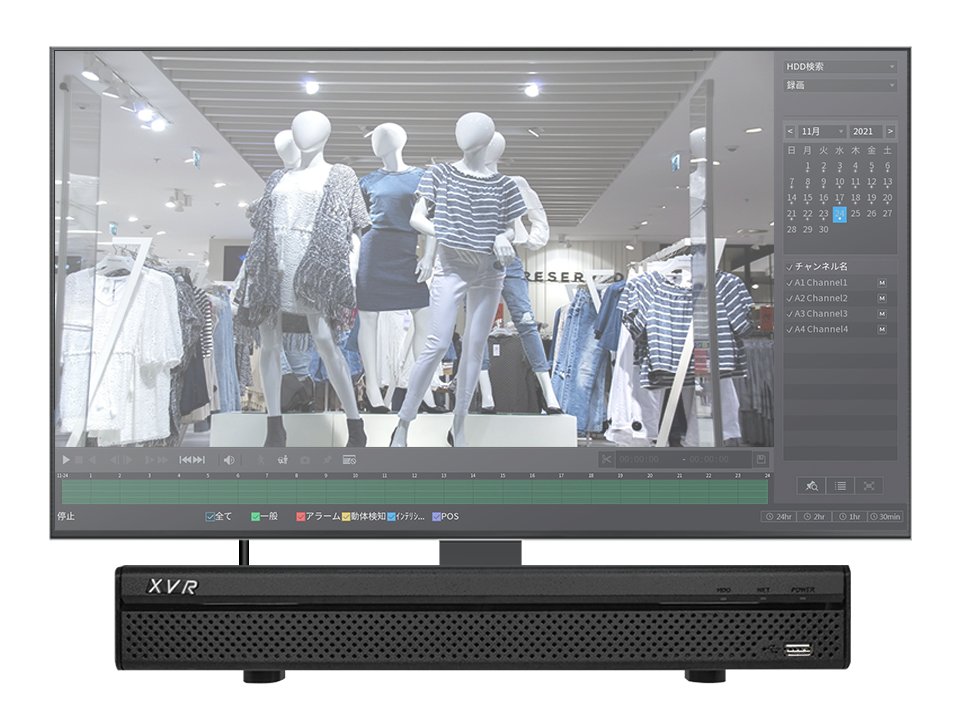 AXR-XVR5104X-4P モニター接続イメージ