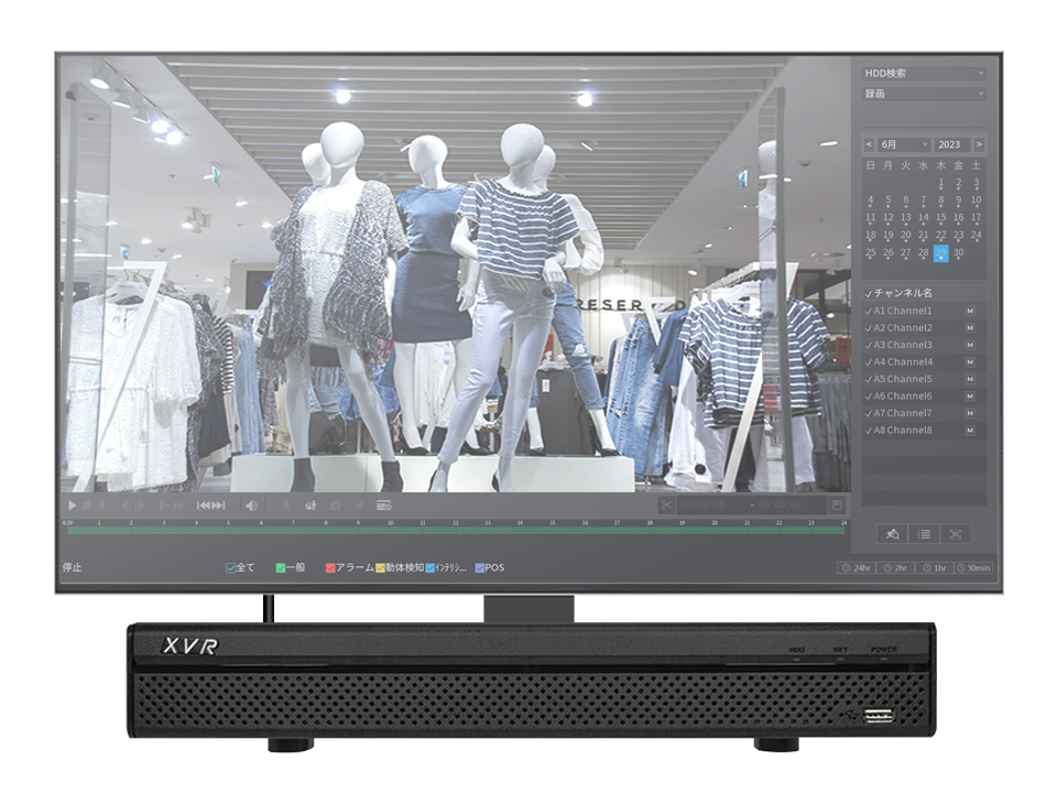 AXR-XVR5108X-8P モニター接続イメージ
