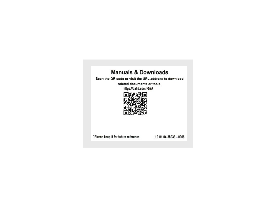 DH-IPC-HFW2231SN-S-S2同梱品 マニュアルURL(QRコード/英語)