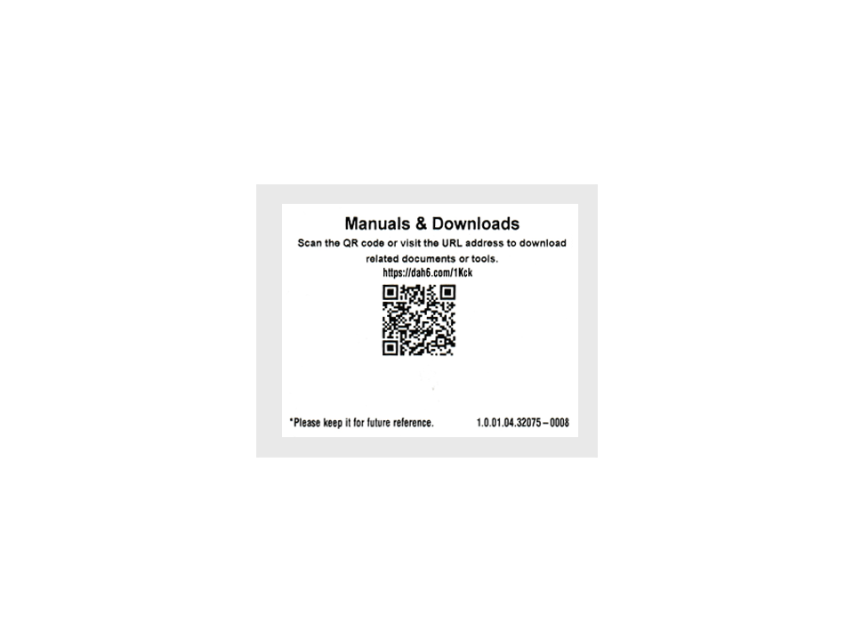 DH-IPC-HFW2831TN-ZAS同梱品 マニュアルURL(QRコード/英語)