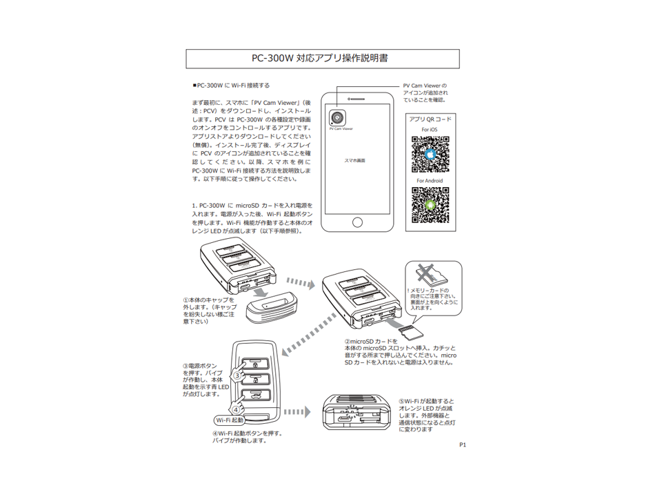 PC-300W同梱品 専用アプリ取扱説明書
