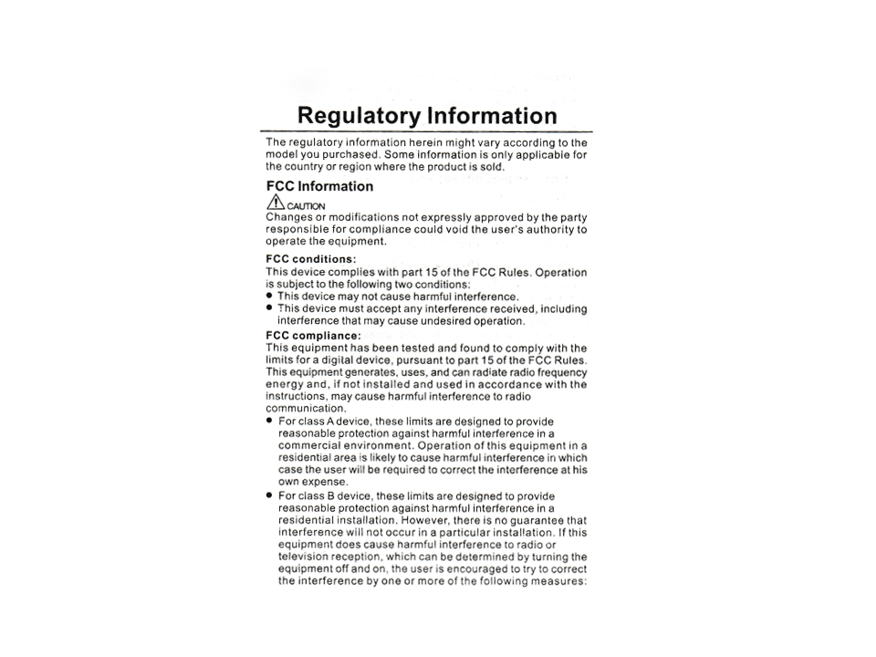 AXC-FW2802ENA同梱品 法令及び規制事項(英語)